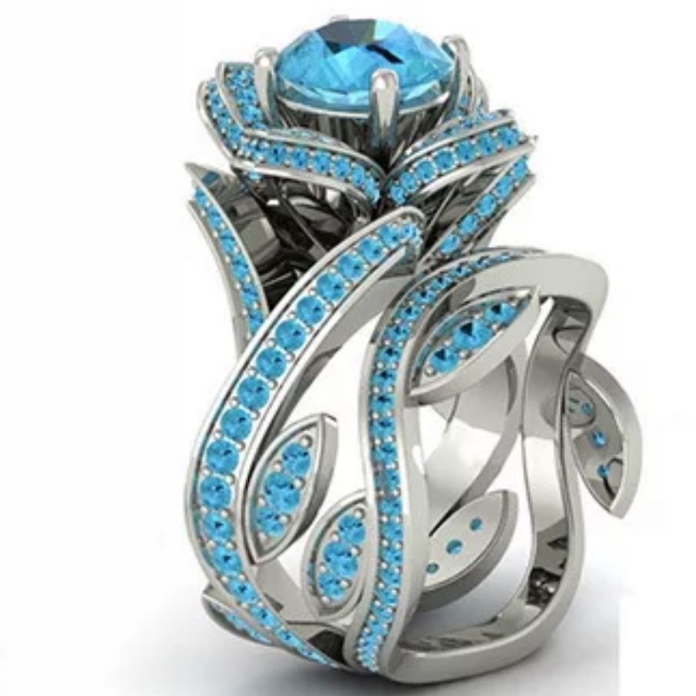 Cubic zirconia rose flower ring!!!